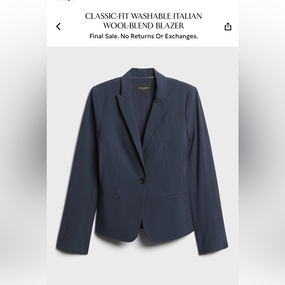 Banana Republic Women's Marzotto Italian Wool Blazer sz12 classic fit washable